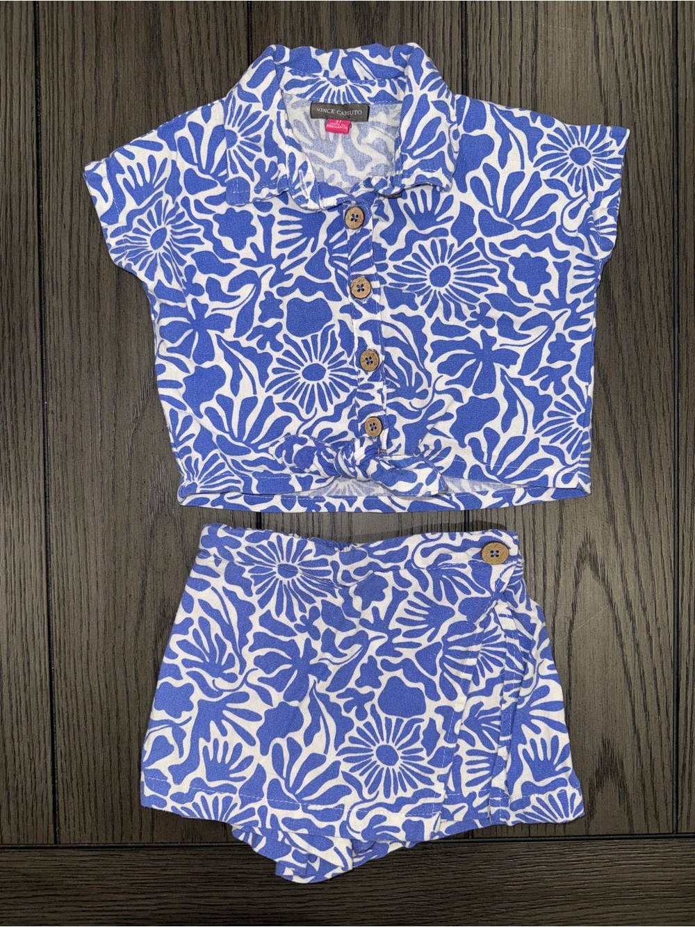 Vince Camuto Linen Blend Button Down Shirt and Skort Set Size 3T Coastal Resort